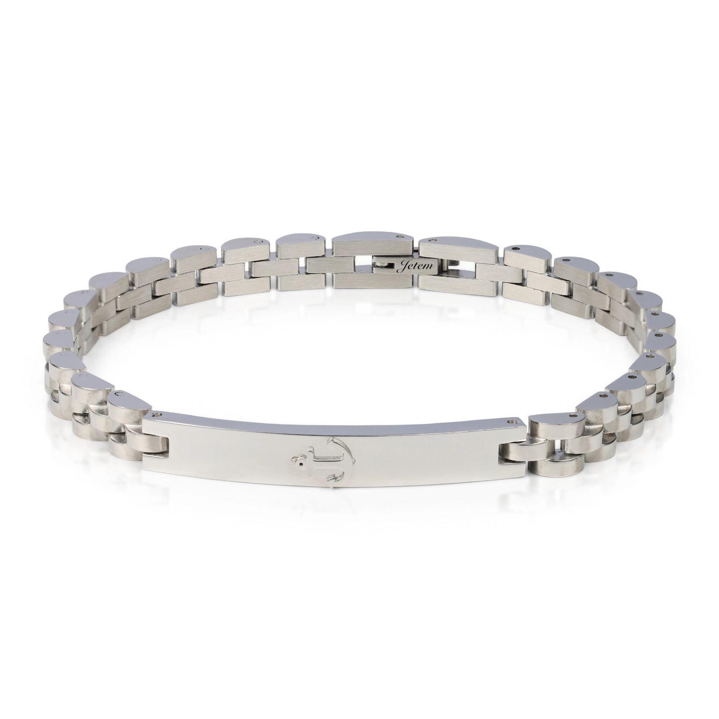 צמיד סטיל כסף - זהב מעוצב עוגן עדין לגבר  JETEM