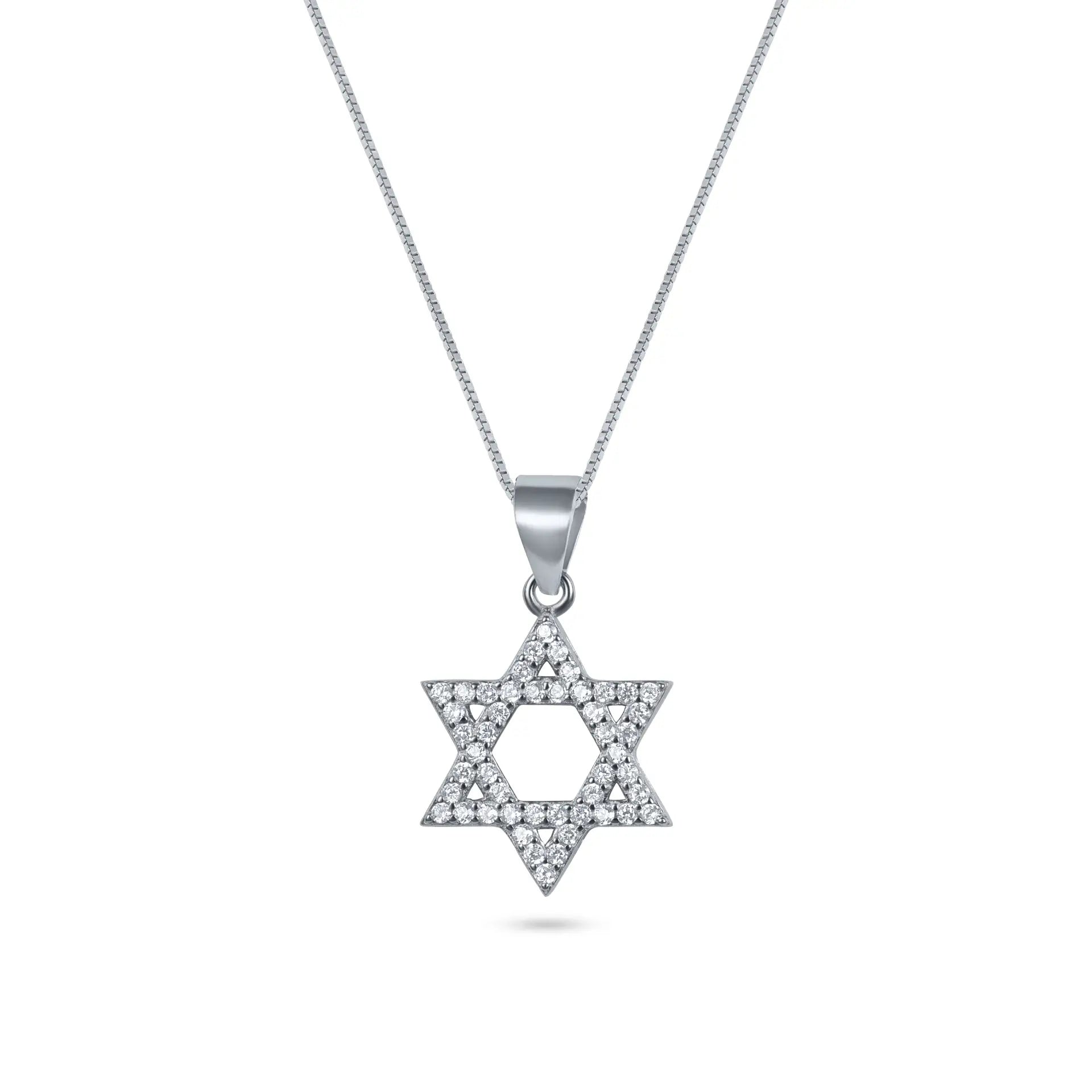 שרשרת כסף 925  תליון מגן דוד משובץ