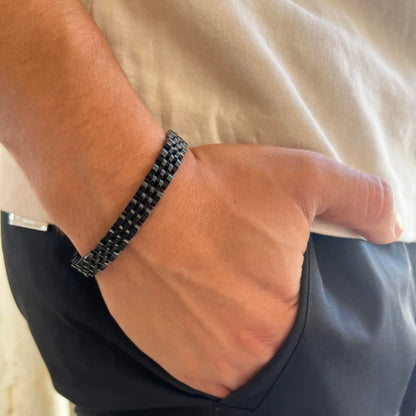 צמיד JETEM יוקרתי לגבר מפלדת אל חלד עם חוליות רחבות