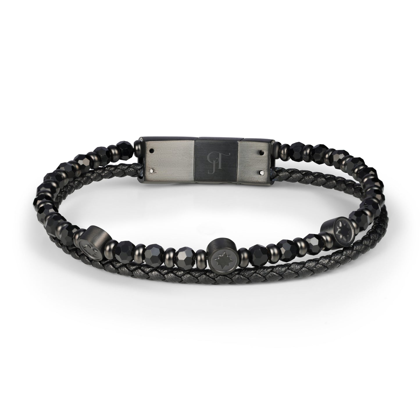 צמיד JETEM  לגבר עור עם כוכבים