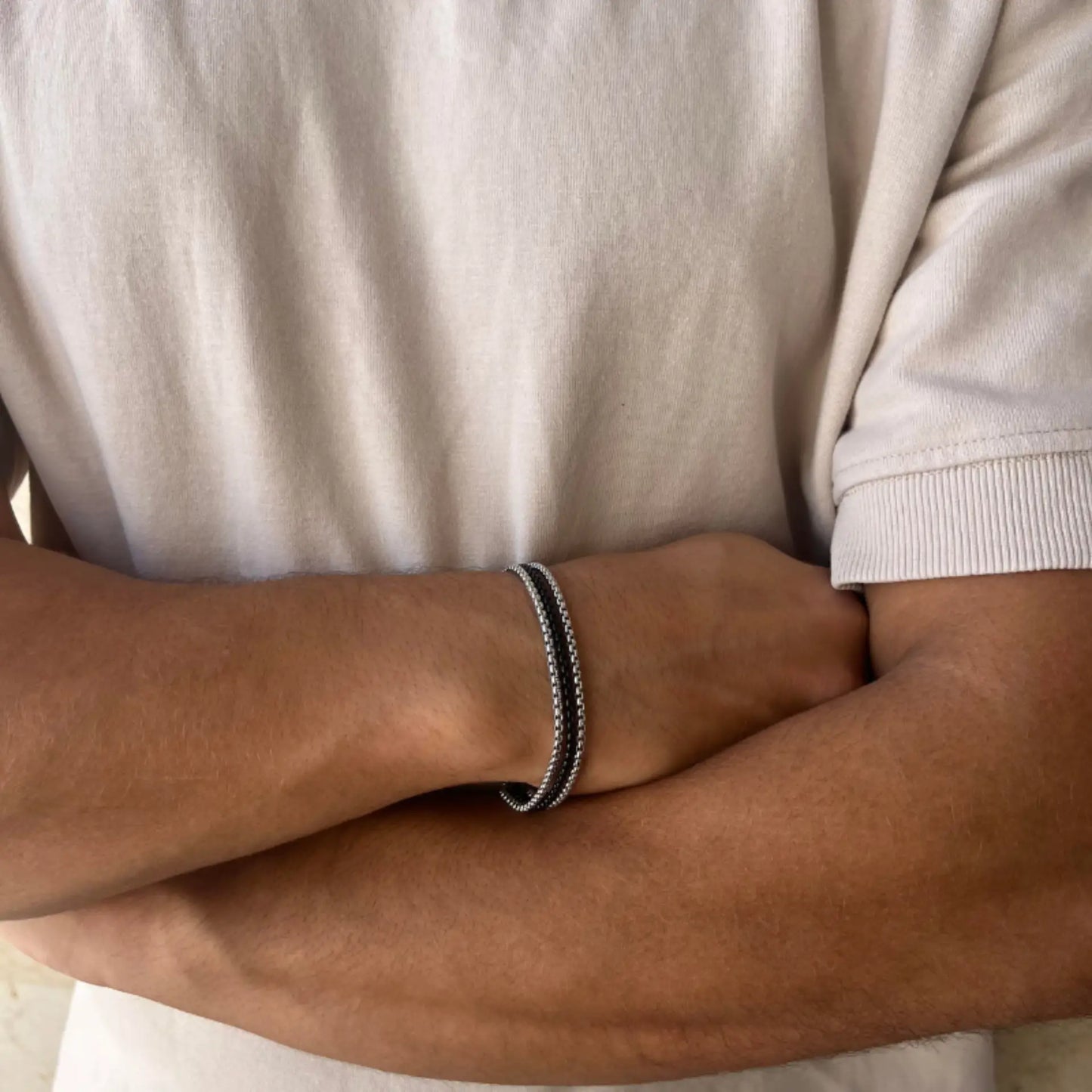 צמיד לגבר JETEM יוקרתי שלוש שורות סטיל