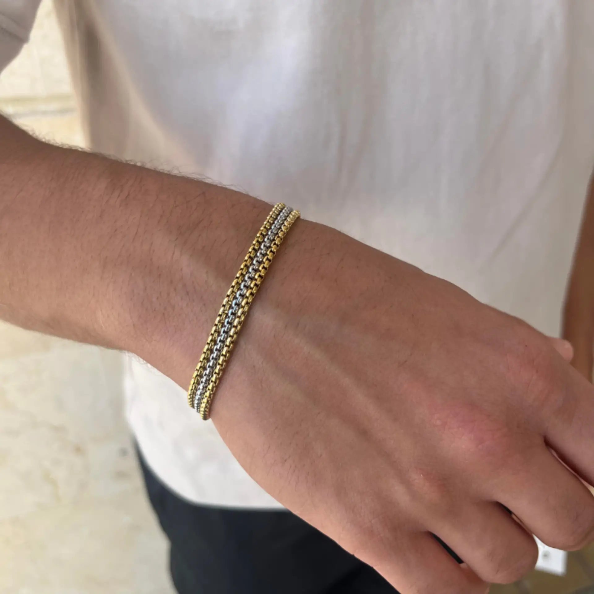 צמיד לגבר JETEM יוקרתי שלוש שורות סטיל