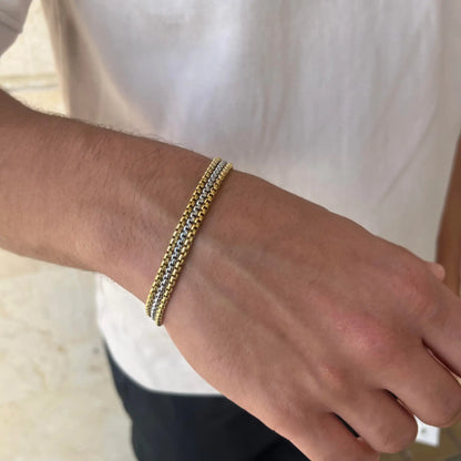 צמיד לגבר JETEM יוקרתי שלוש שורות סטיל