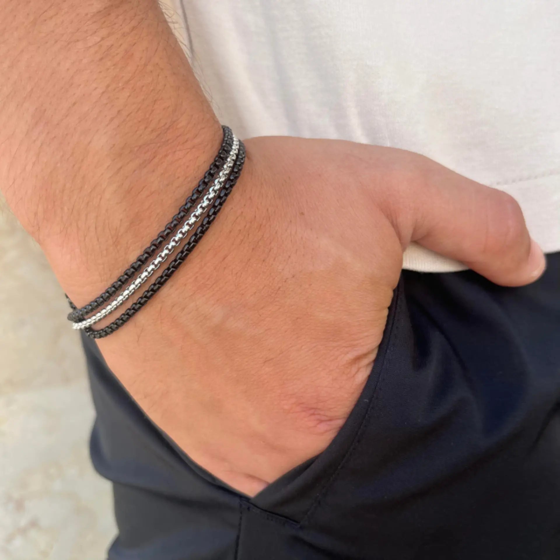 צמיד לגבר JETEM יוקרתי שלוש שורות סטיל