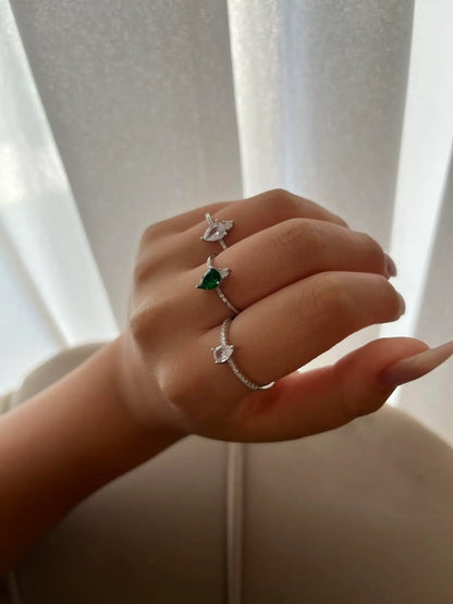 טבעת כסף  משובצת אבני זירקון - דגם "Lumière" 💎