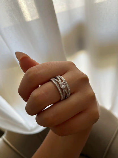 טבעת כסף  דגם סטארלייט