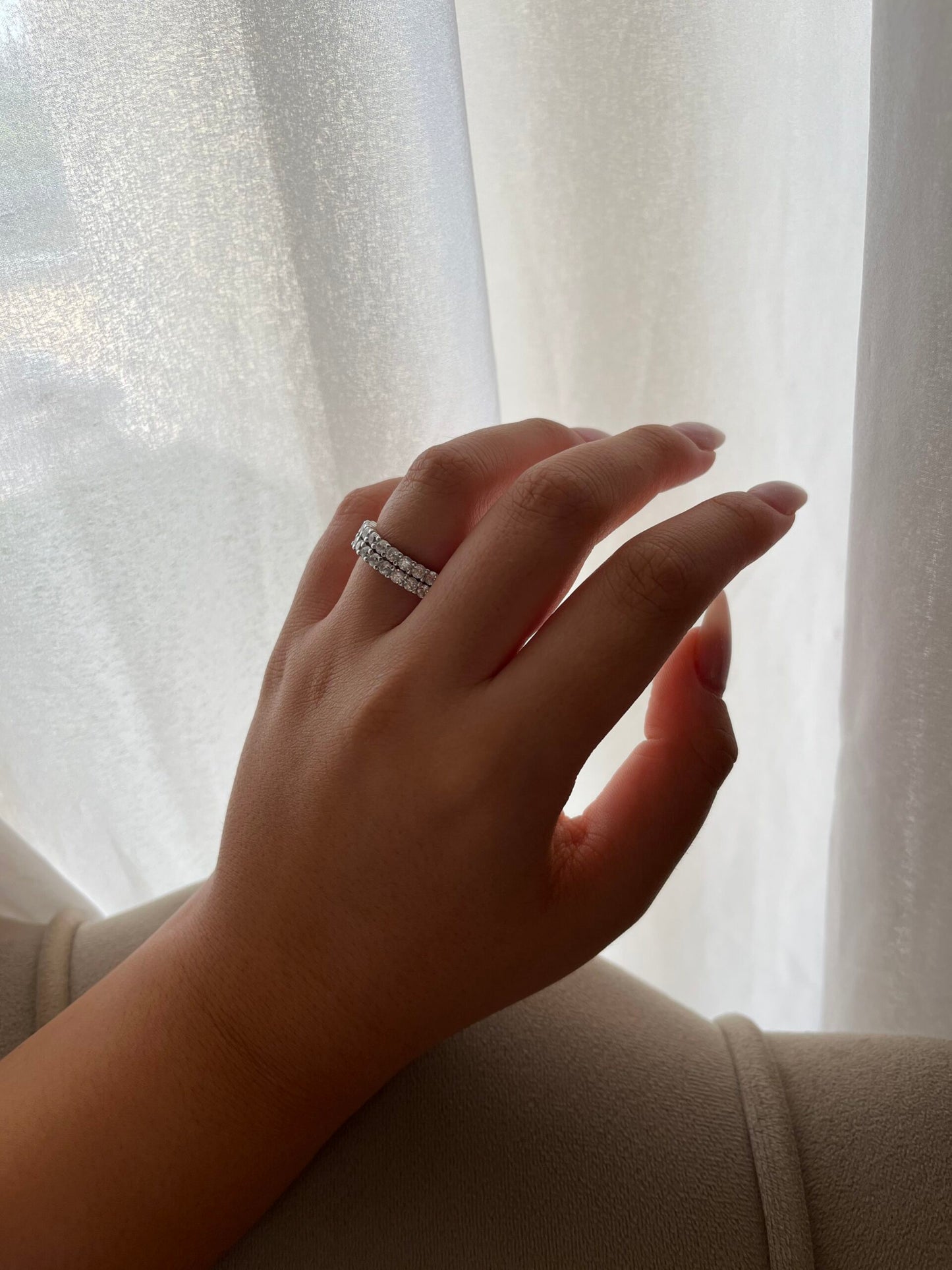 טבעת כסף טניס כפולה