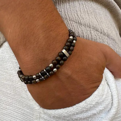 צמיד לגבר חרוזים אלימניט מט ברונז