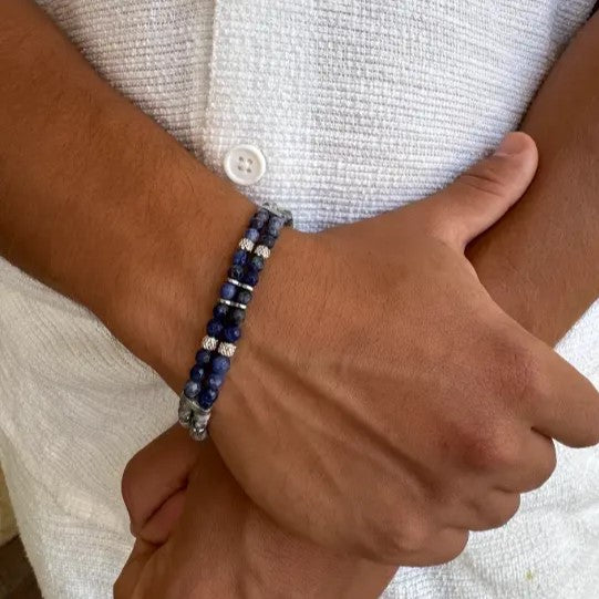 צמיד לגבר שתי שורות חרוזי מפה