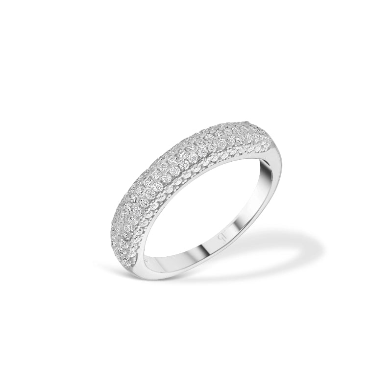 טבעת כסף משובצת 3 שורות