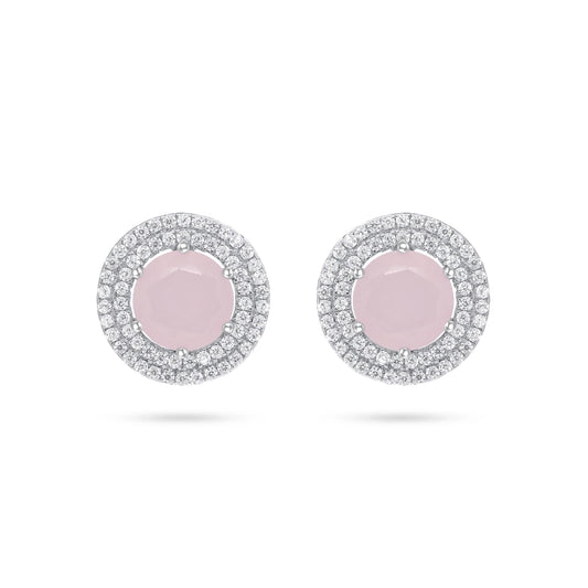 עגיל כסף אבן ורוד מט