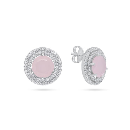 עגיל כסף אבן ורוד מט