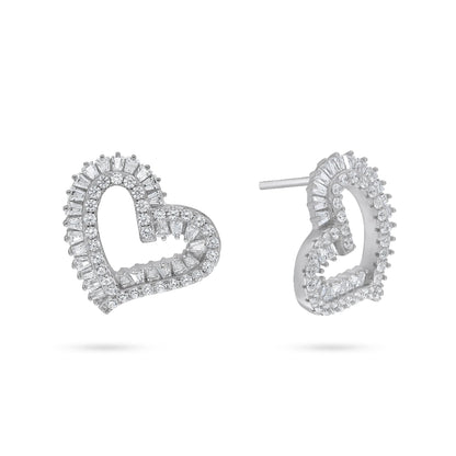 עגיל כסף לב מעוצב