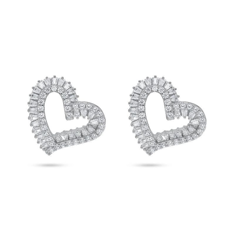 עגיל כסף לב מעוצב