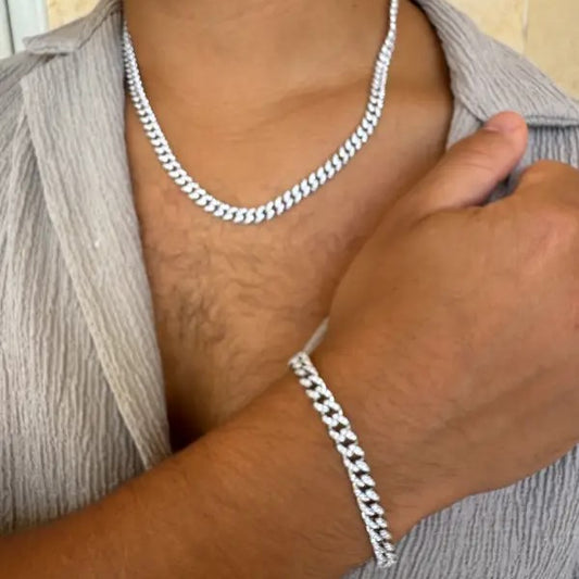 שרשרת כסף גולן משובצת 8 ממ