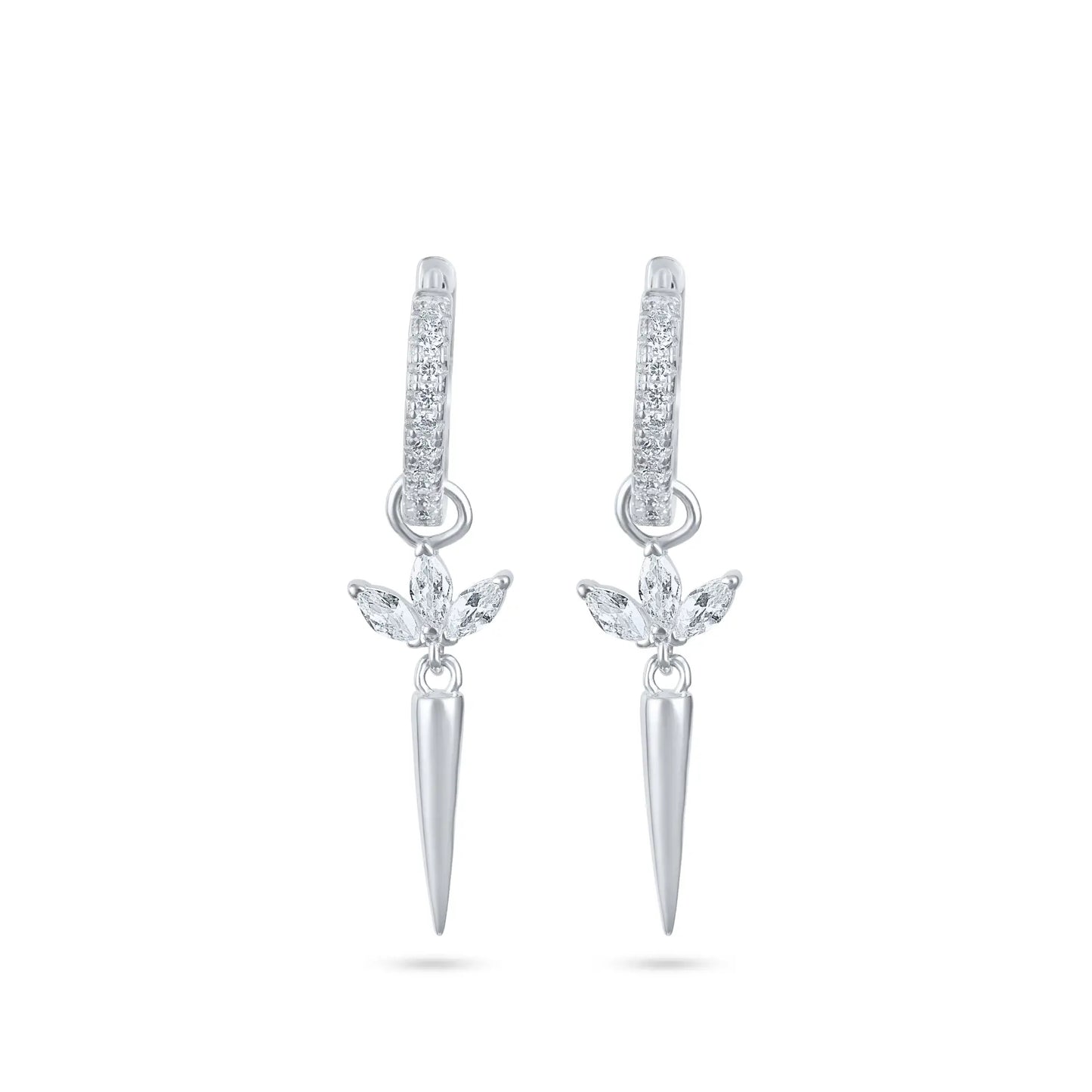 עגיל כסף חישוק לוטוס אבנים