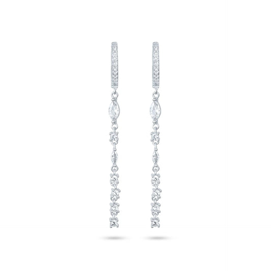 עגיל כסף חישוק טניס נופל