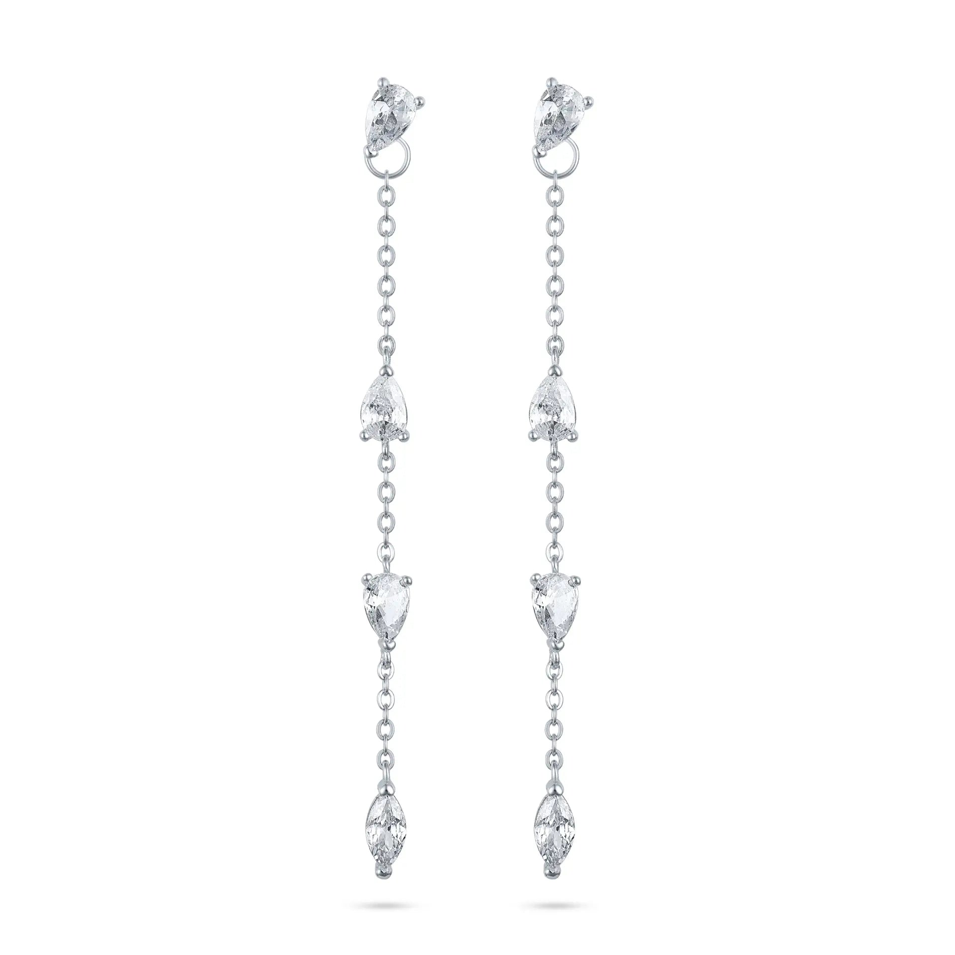 עגיל כסף צמוד נופל טיפות זרקון