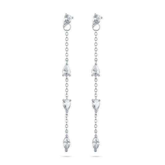 עגיל כסף צמוד נופל טיפות זרקון