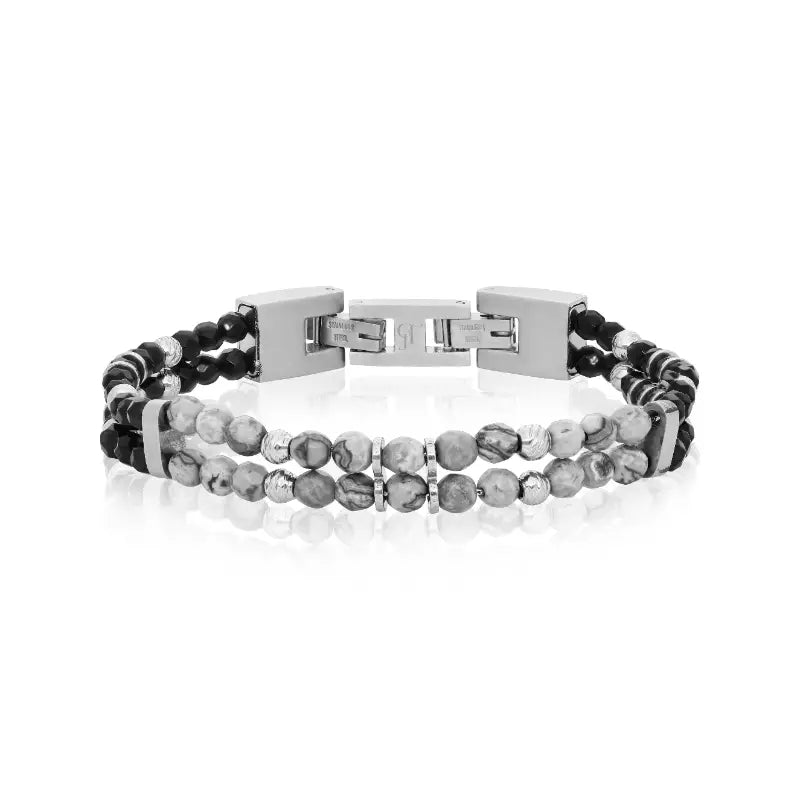 צמיד לגבר שתי שורות חרוזי מפה