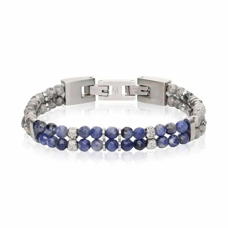 צמיד לגבר שתי שורות חרוזי מפה