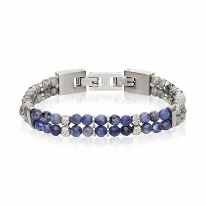 צמיד לגבר שתי שורות חרוזי מפה