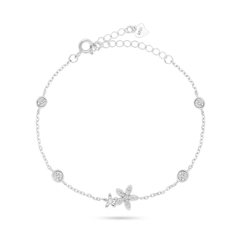 צמיד כסף שני פרחים