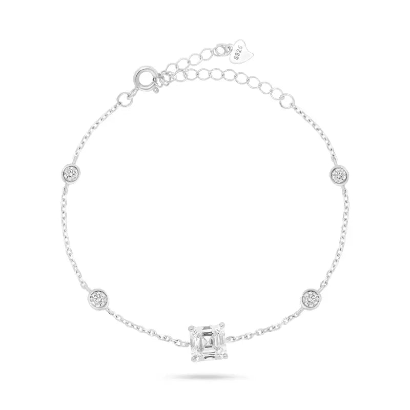 צמיד  כסף ריבוע חיתוך יהלום