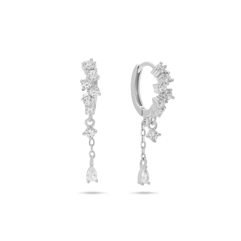 עגיל כסף חישוק שרשרת