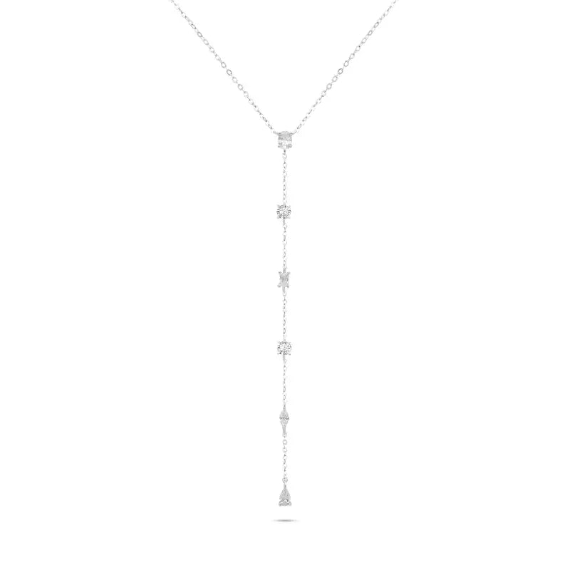 שרשרת כסף עניבה משובצת אבני זרקון קטנות