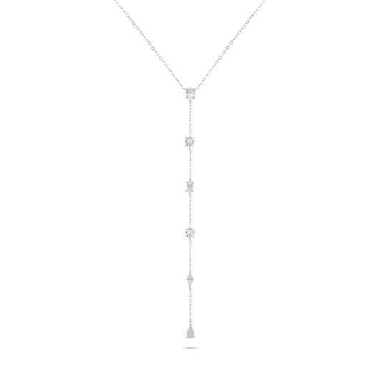 שרשרת כסף עניבה משובצת אבני זרקון קטנות