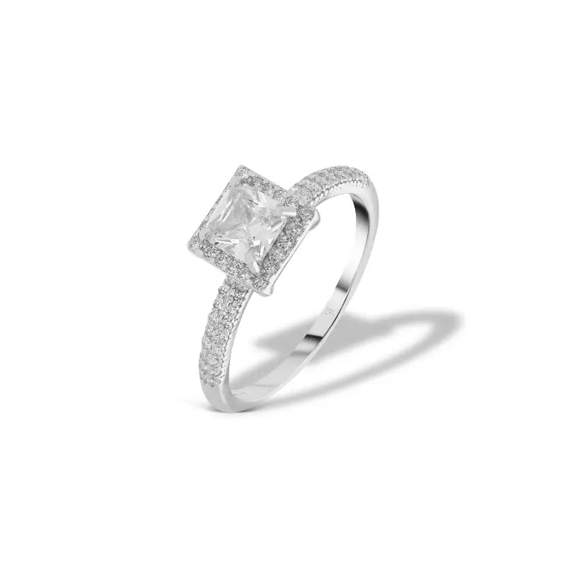 טבעת כסף זרקון מרובע