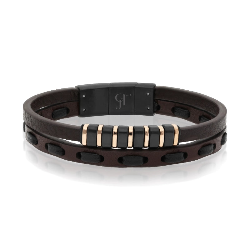 צמיד עור לגבר 2 דגם Urban Bronze