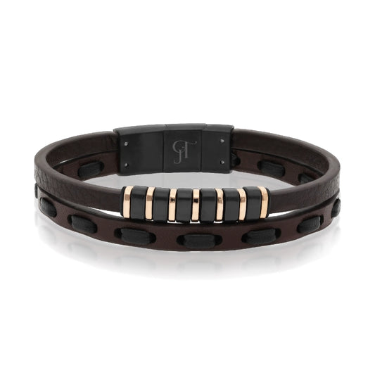 צמיד עור לגבר 2 דגם Urban Bronze