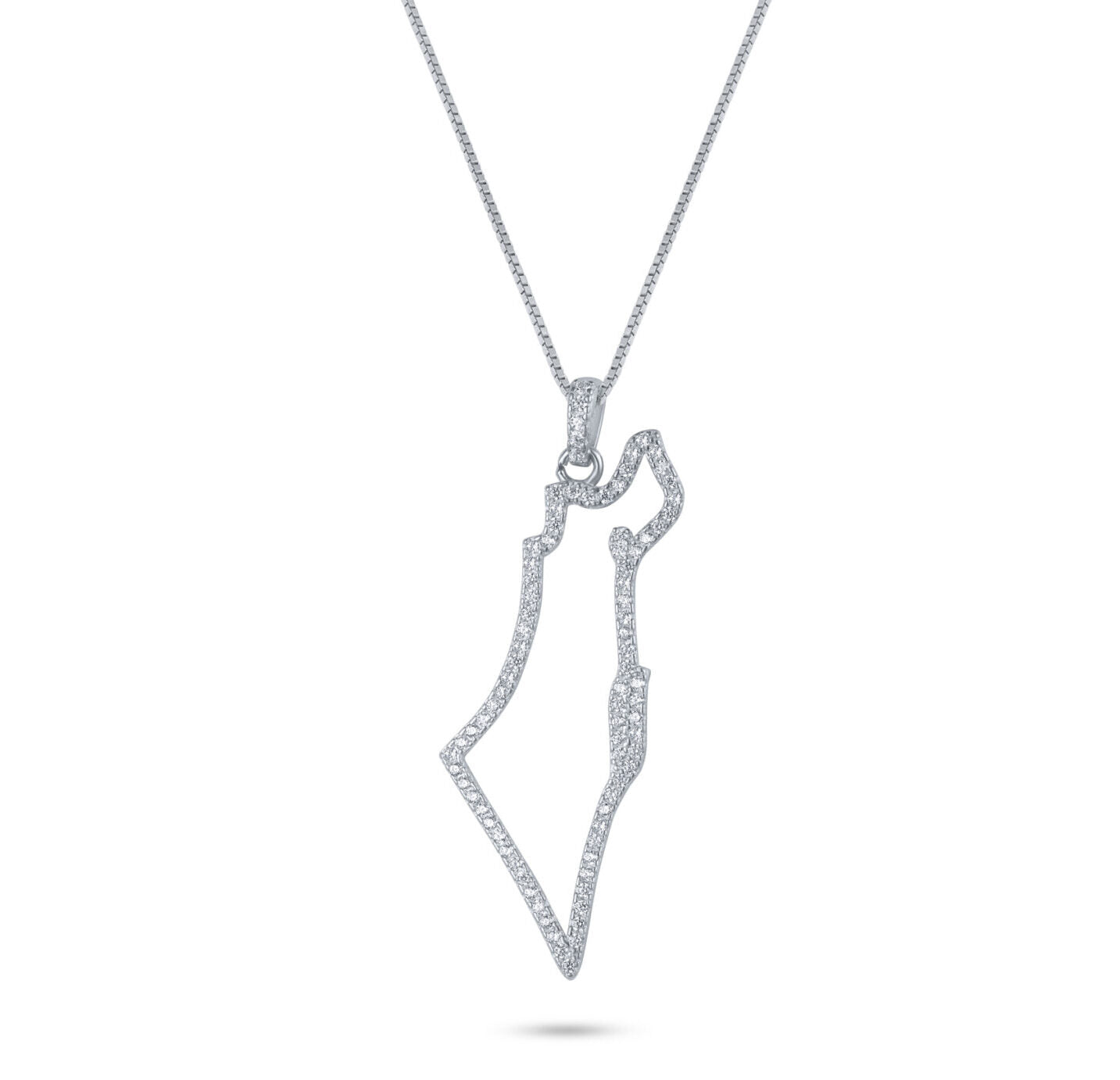 שרשרת כסף מפת ארץ ישראל משובצת