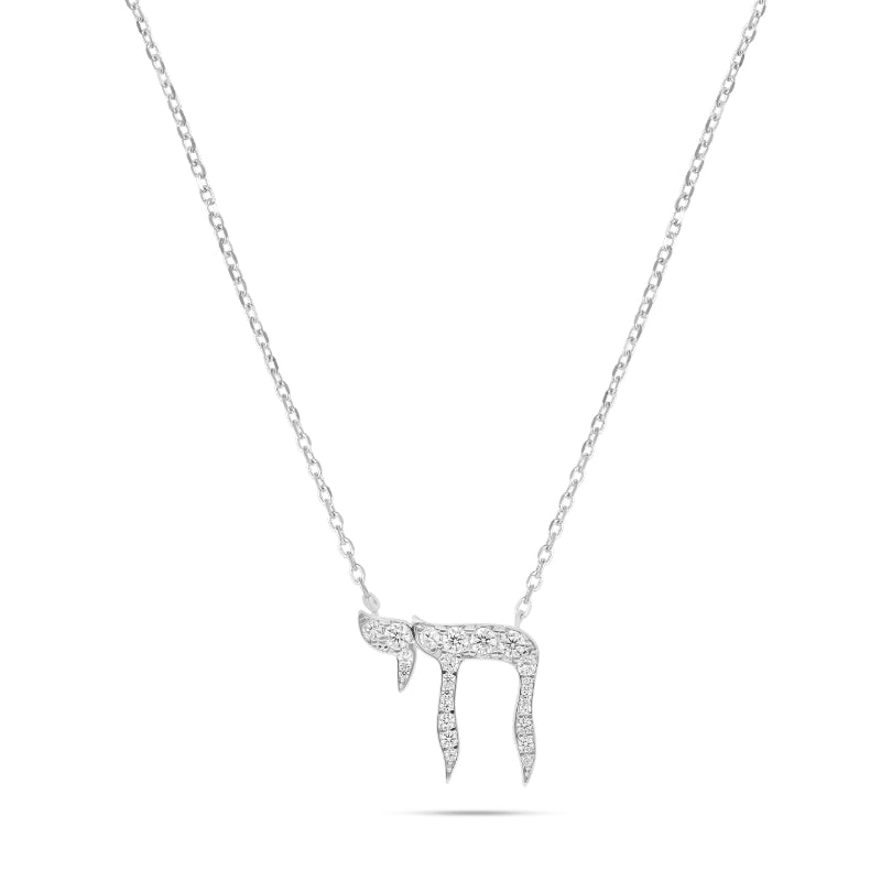 שרשרת כסף חי משובץ