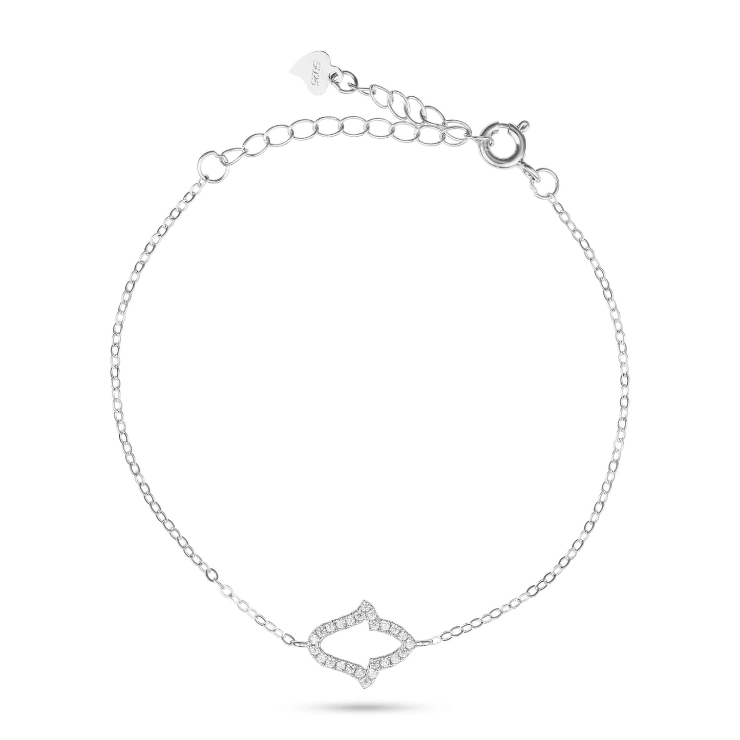 צמיד כסף  עם תליון חמסה משובץ זירקונים