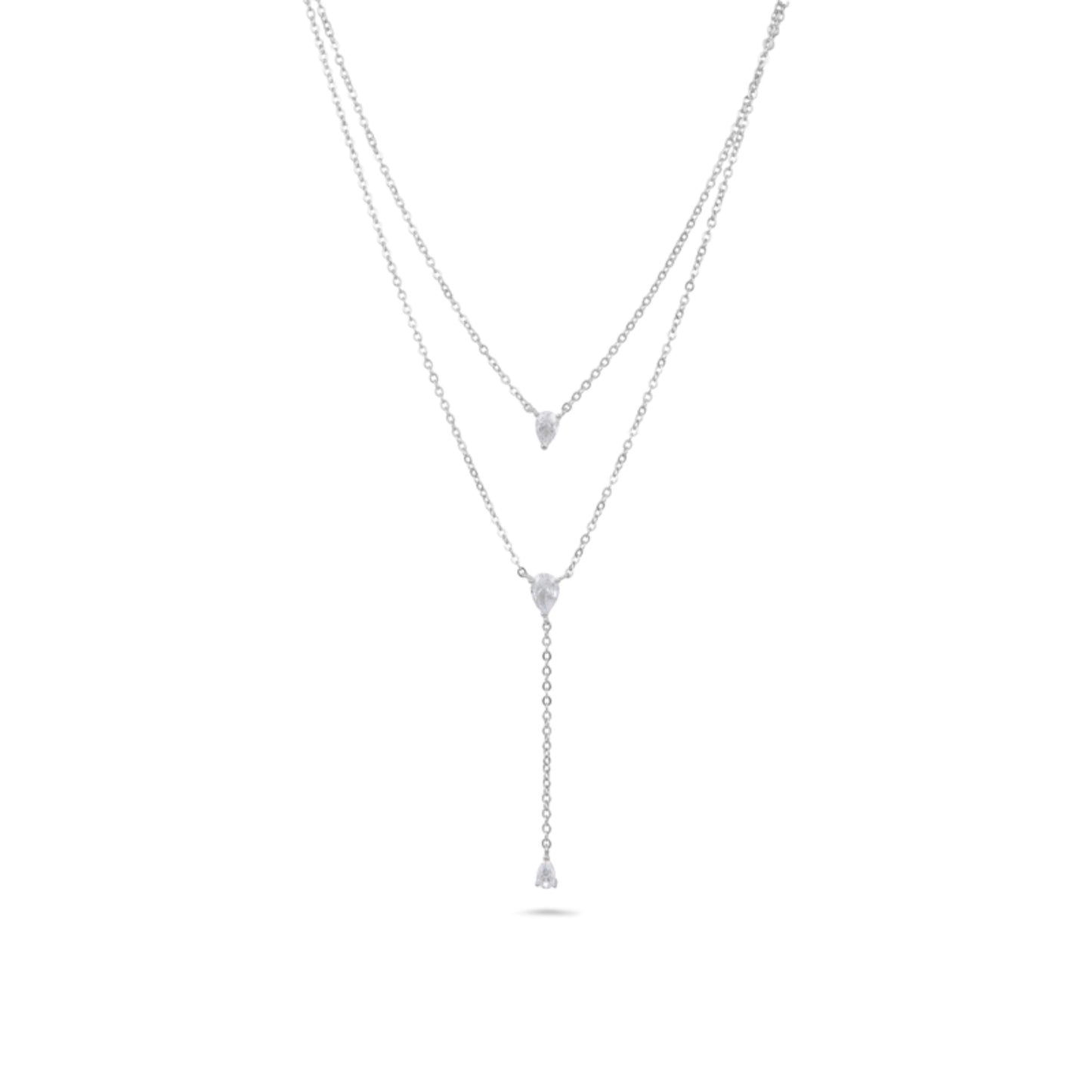 שרשרת כסף 925 כפולה עם תליוני טיפה