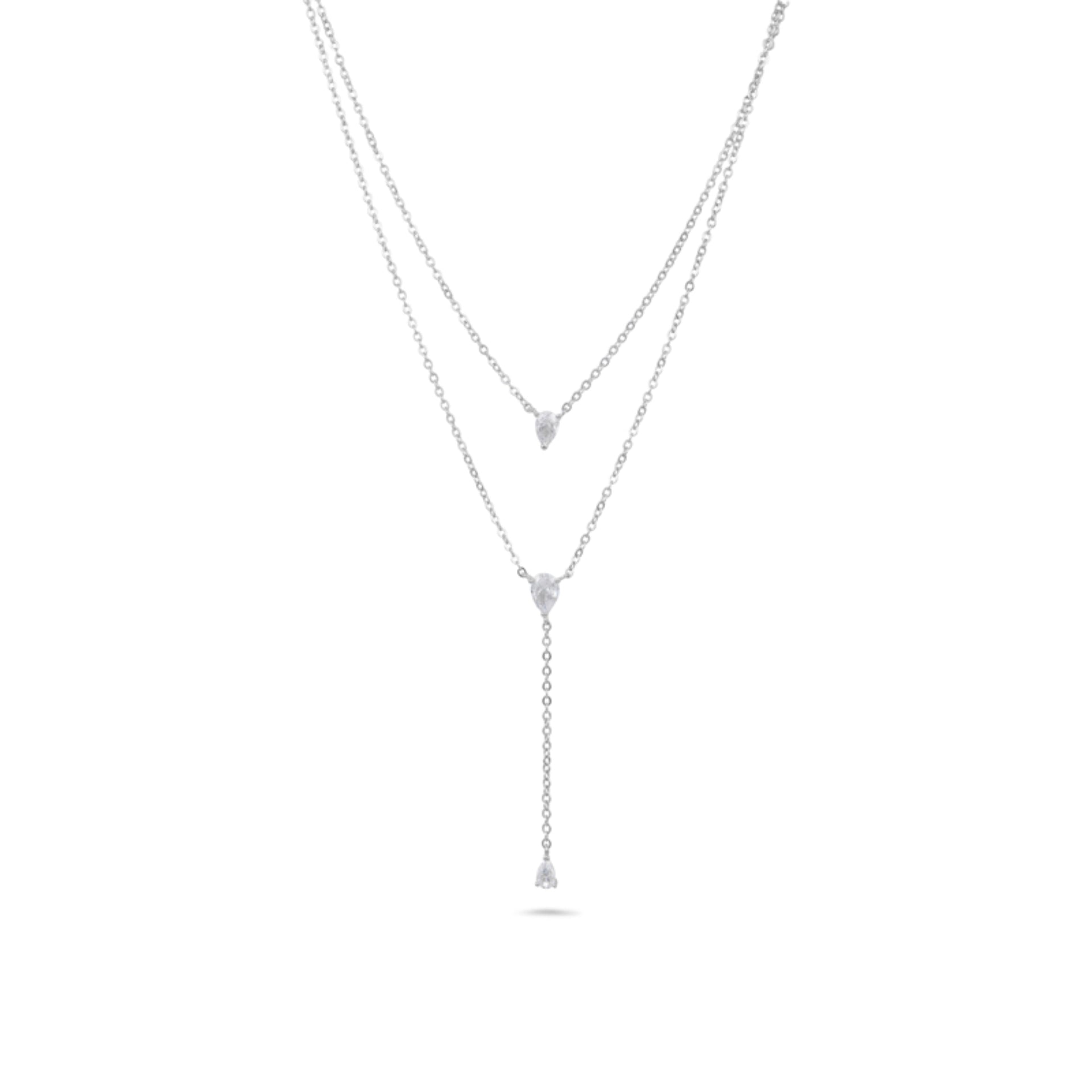 שרשרת כסף 925 כפולה עם תליוני טיפה