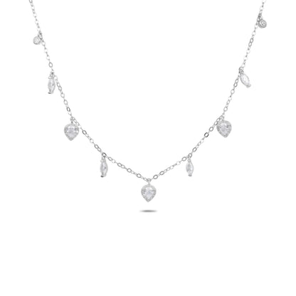 שרשרת כסף צ'וקר מעוצב טיפות משובצות באבני זרקון