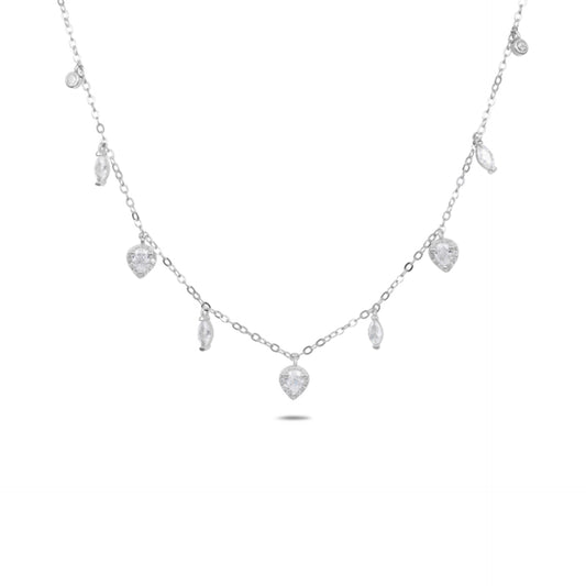 שרשרת כסף צ'וקר מעוצב טיפות משובצות באבני זרקון