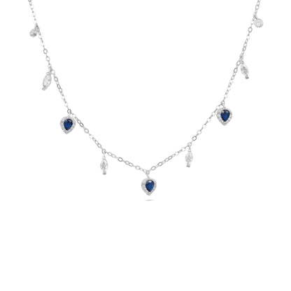 שרשרת כסף צ'וקר מעוצב טיפות משובצות באבני זרקון