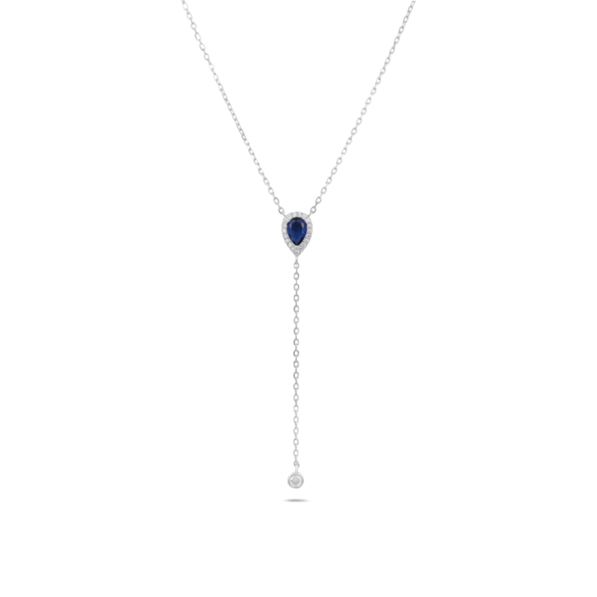 שרשרת כסף 925 עניבה עם טיפה משובצת באבני זרקון