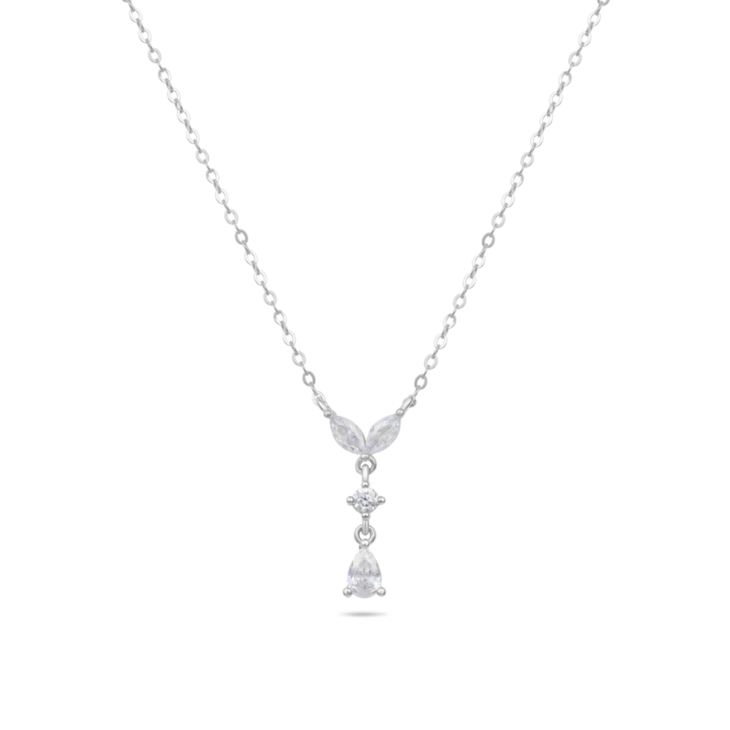 שרשרת כסף 925 עם תליון פרח נופל משובץ אבני זירקון