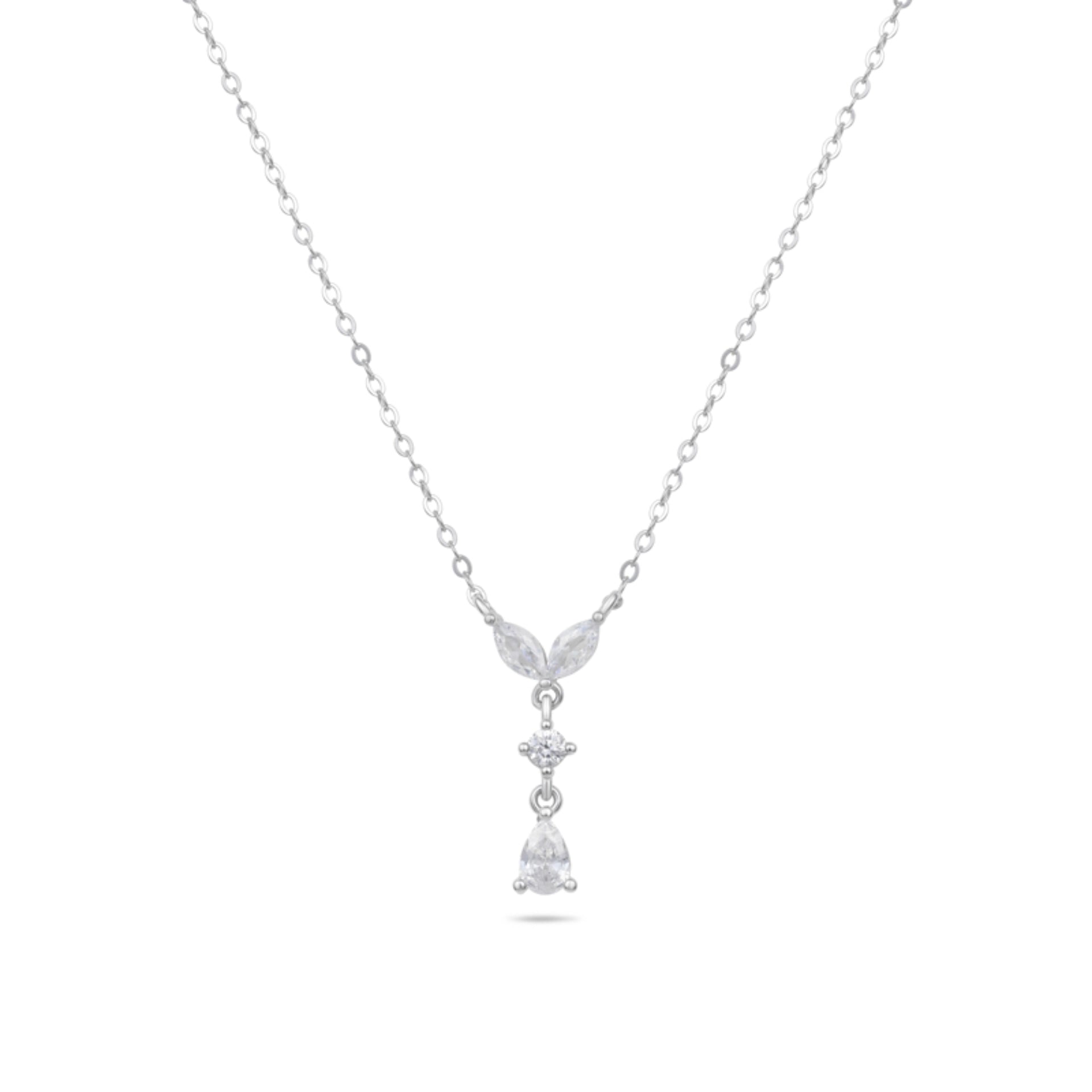 שרשרת כסף 925 עם תליון פרח נופל משובץ אבני זירקון