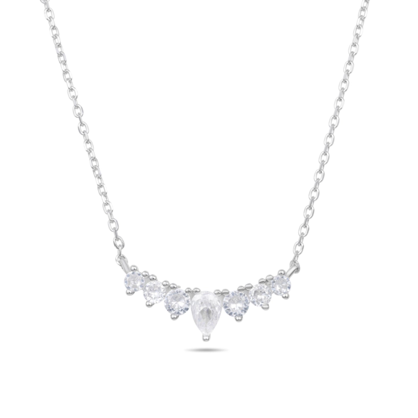 שרשרת כסף 925 פרינס עם שיבוץ אבני זירקון בצורת טיפה