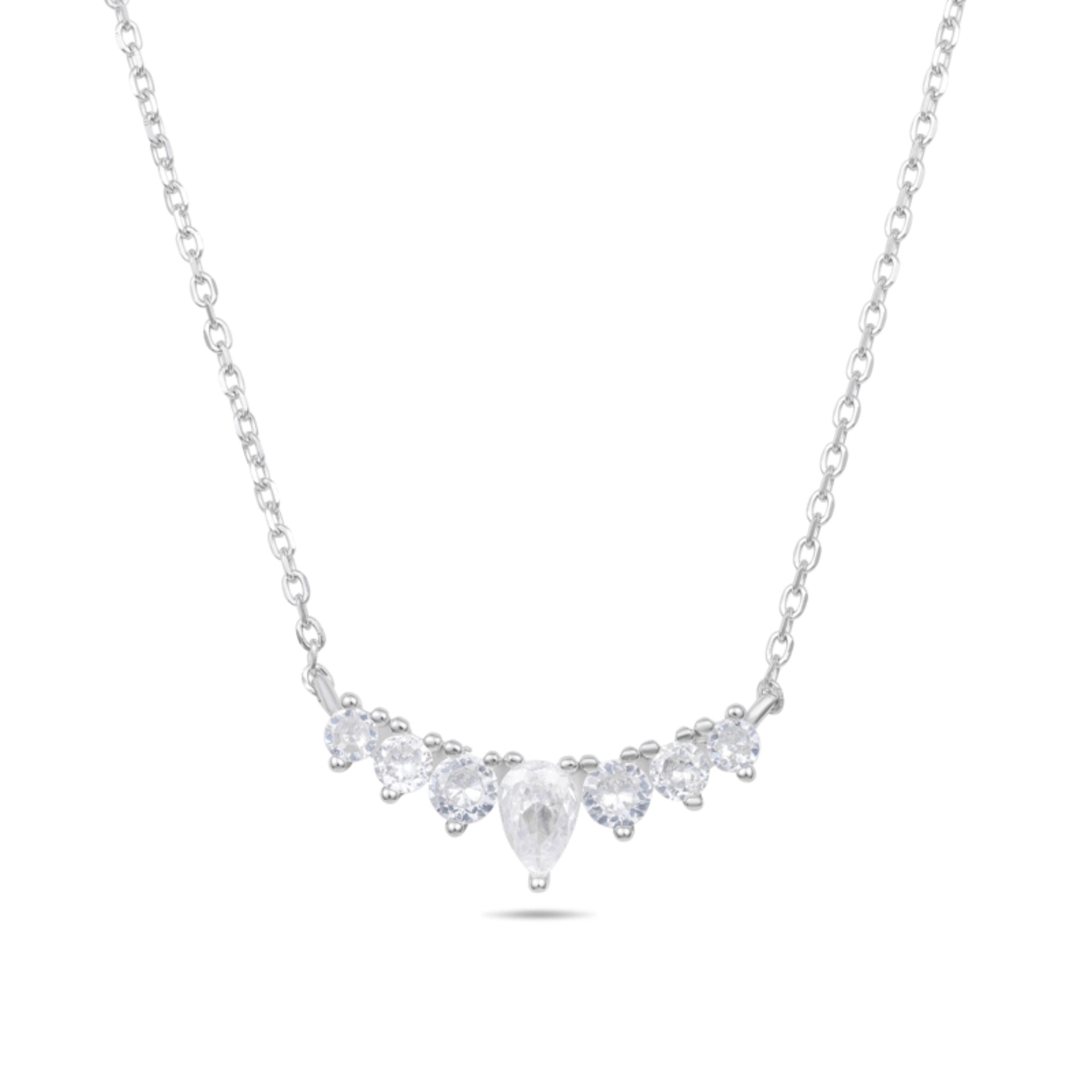 שרשרת כסף 925 פרינס עם שיבוץ אבני זירקון בצורת טיפה