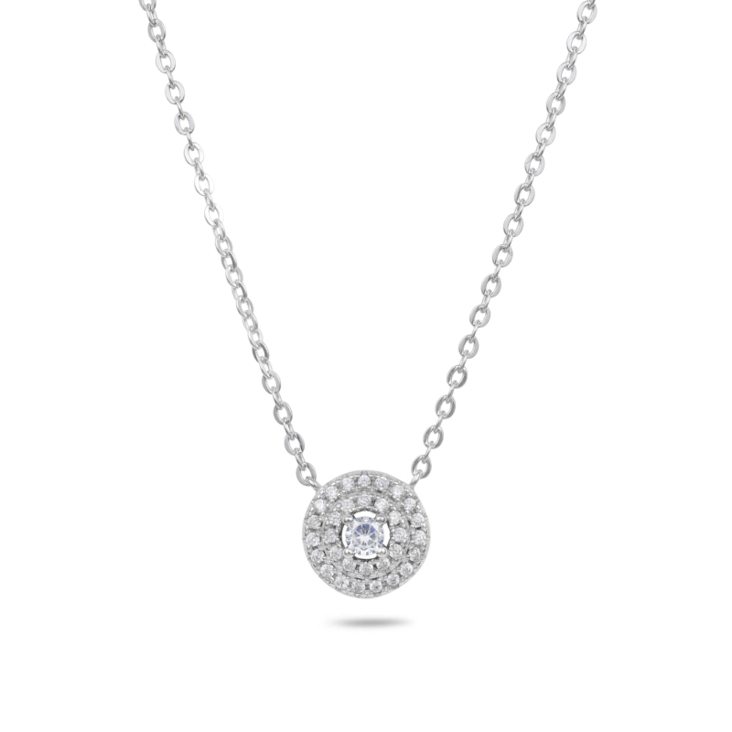 שרשרת כסף 925 עם תליון עגול משובץ אבני זירקון