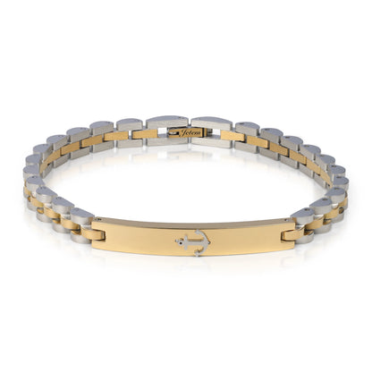 צמיד סטיל כסף - זהב מעוצב עוגן עדין לגבר  JETEM