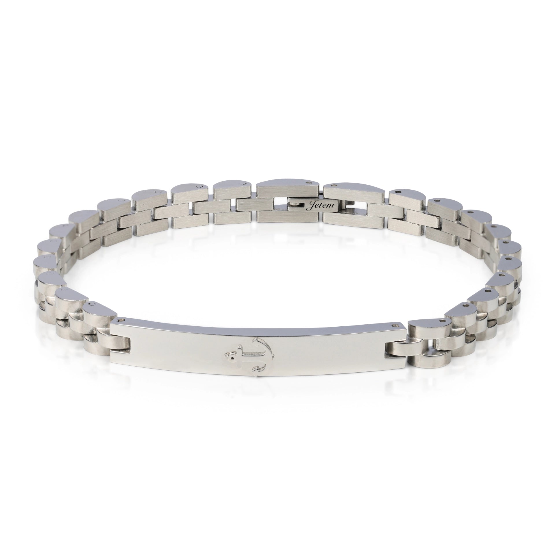 צמיד סטיל כסף - זהב מעוצב עוגן עדין לגבר  JETEM